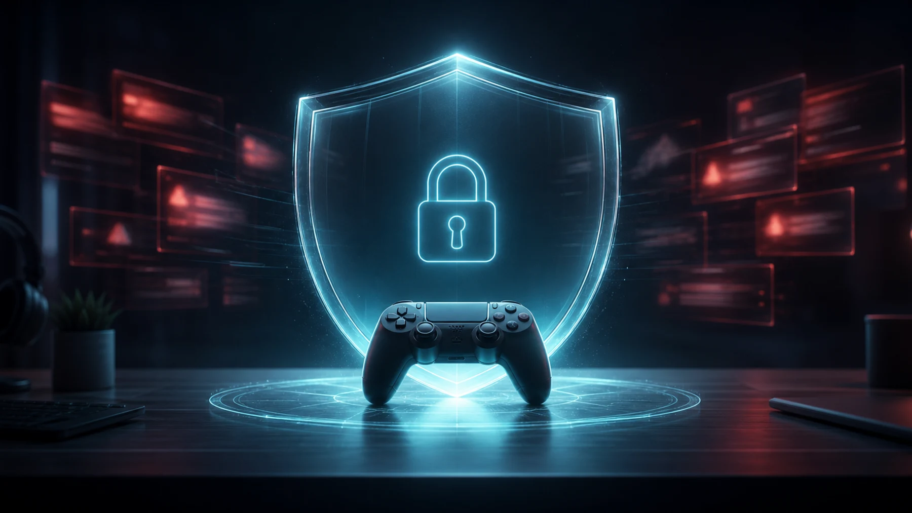 Gaming security shield protecting a controller